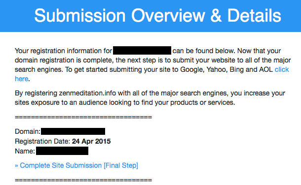 pureregistration.com / domainsubmission.club is a Scam. Ignore their emails.